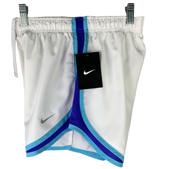 Nike Women’s White with Blue Trim Tempo Dry Core 3” Running Small Shorts NWT - Picture 1 of 6